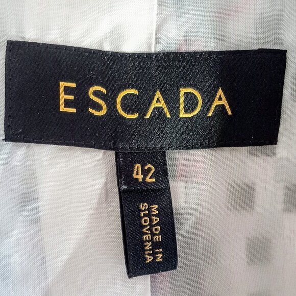 Escada Convertible Collar Metallic Check Print Peplum Blazer - Picture 6 of 9